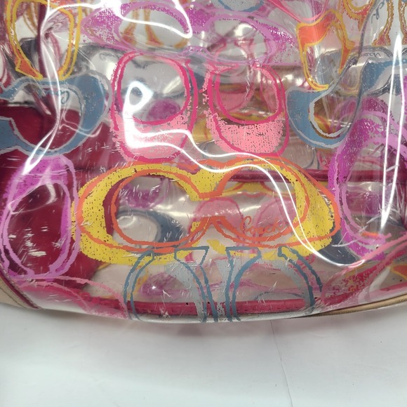 Coach Scribble Clear Vinyl Tote Bag Multicolor Graffiti Signature Logo Y2K Rare - Picture 12 of 12